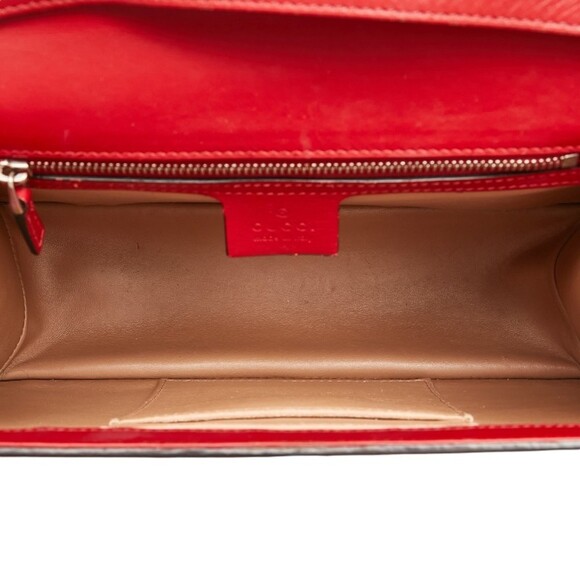 GUCCI Red Leather Bamboo Shoulder Bag - Picture 4 of 7